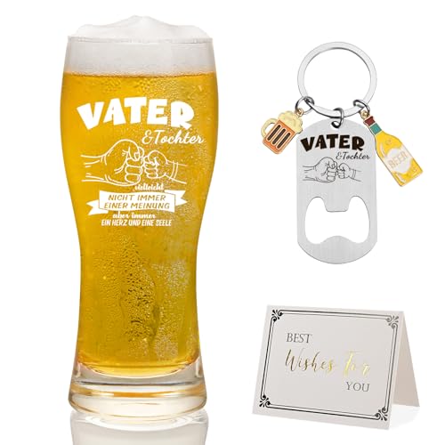 Joymaking Bierglas Papa Geschenk, Vatertagsgeschenke für Papa, Vater Tochter Geschenk, Vatertag Geschenke von Tochter, Papa Geburtstagsgeschenk, Bester Papa Geschenke Weihnachten 15oz von Joymaking