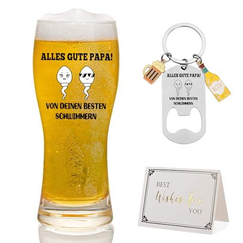 Joymaking Bierglas Papa Geschenk, Vatertagsgeschenke für Papa, Vatertagsgeschenk von 2 Kindern, Bester Papa Geschenke, Vater Geschenk, Papa Glas zum Vatertag Geburtstag Weihnachten 460ml von Joymaking