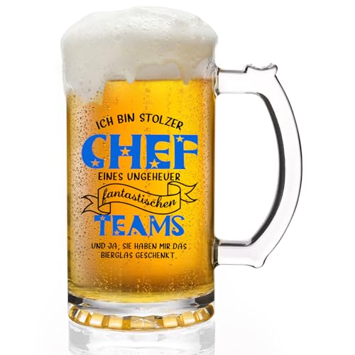 Joymaking Bierglas Personalisiert - Ich Bin Stolzer Chef Eines Ungeheuer Fantastischen Teams, Chef Geschenke, Geschenke für den Chef, Bierkrug Chef 500ml von Joymaking