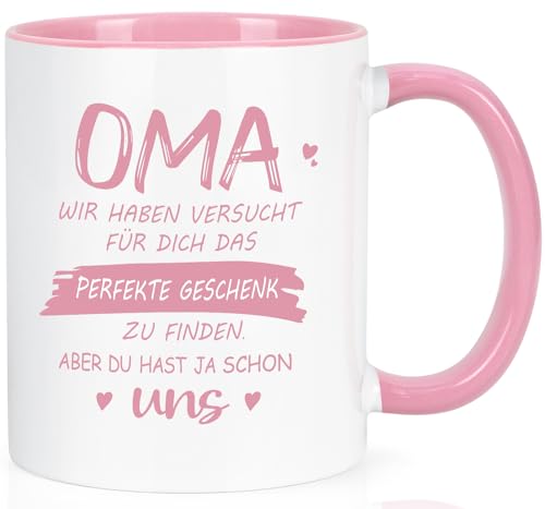 Joymaking Geburtstag Geschenk für Oma, Kaffeetasse Beste Oma Geschenke zum Geburtstag Weihnachten Vatertag, 14oz Kaffeetasse - OMa Wir haben versucht für dich das Perfekte Geschenk zu finden, Rosa von Joymaking