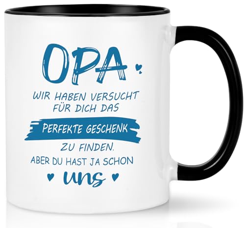 Joymaking Geburtstag Geschenk für Opa, Kaffeetasse Beste Opa Geschenke zum Geburtstag Weihnachten Vatertag, 14oz Kaffeetasse - Opa Wir haben versucht für dich das Perfekte Geschenk zu finden, Schwarz von Joymaking