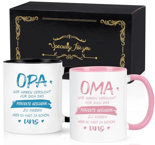 Joymaking Kaffeetass Geschenk Set für Oma Opa zum Weihnachten Geburtstag, Geschenk für Oma Opa von Enkerlkindern Beste Weihnachtengeschenk Geburtstaggeschenk Muttertagsgeschenk und Vatertagsgeschenk von Joymaking