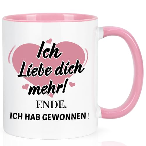 Joymaking Kaffeetasse Geschenke Valentinstag, Tasse Valentinstagsgeschenke Ich Liebe Dich mehr Geschenke für Männer Freund Jahrestag Valentinstag Weihnachten, 310ml Rosa von Joymaking