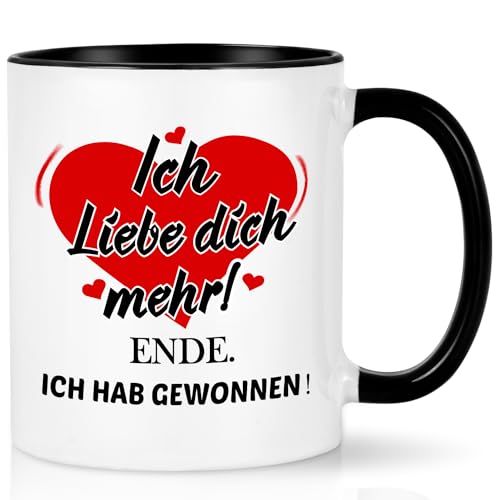 Joymaking Kaffeetasse Geschenke Valentinstag, Tasse Valentinstagsgeschenke Ich Liebe Dich mehr Geschenke für Männer Freund Jahrestag Valentinstag Weihnachten, 310ml Schwarz von Joymaking