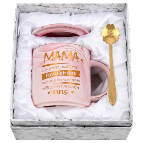 Joymaking Kaffeetasse Muttertag Geschenk für Mama Geburtstagsgeschenk Tasse mit Spruch - Mama, Wir haben versucht für dich das perfekte Geschenk zu finden, Rosa 320ml von Joymaking