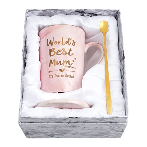 Joymaking Kaffeetasse Muttertagsgeschenk für Mama, 400ml Best Mama Geschenk Tasse für Muttertag Weihnachten Geburtstag, Weihnachtsgeschenke für Mama Tasse mit World's Best Mum von Joymaking