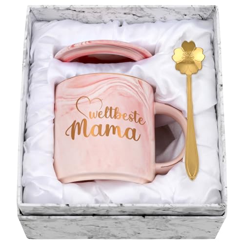 Joymaking Kaffeetasse Weltbeste Mama Geschenk Muttertag Geburtstag Weihnachten Geshenkidee für Beste Mama Tasse mit Spruch - Weltliebste Mama, Rosa 320ml von Joymaking