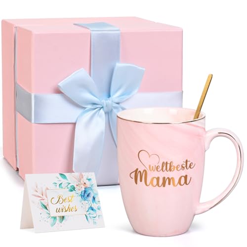 Joymaking Kaffeetasse Weltbeste Mama Geschenk Muttertag Geburtstag Weihnachten Geshenkidee für Beste Mama Tasse mit Spruch - Weltliebste Mama, Schwarz 470ml von Joymaking