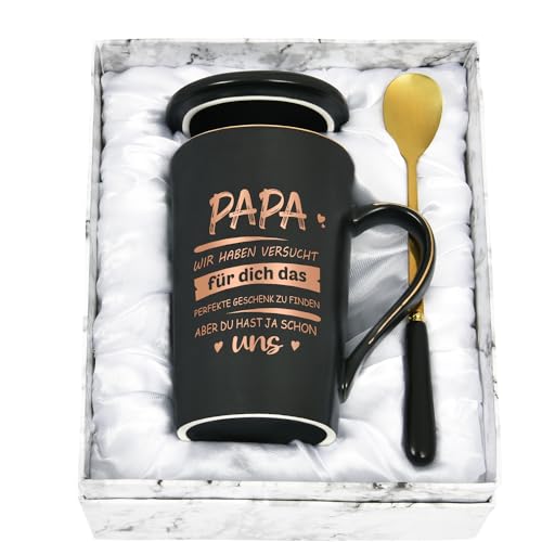 Joymaking Keramik Kaffeetasse Geschenk für Papa zum Weihnachten Geburtstag Vatertag 400ml Rosa Tasse Papa Geschenk Weihnachten Geschenk Geburtstaggeschenk Kaffeetasse mit Spruch - Du hast ja schon UNS von Joymaking