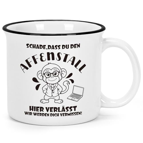 Joymaking Lustige Abschiedsgeschenk für Kollegen, Abschied Kollegin Jobwechsel 450ml Kaffeetasse Weiß,Tassen mit Spruch Geschenke für Kollegen- Schade, dass du den Affenstall hier verlässt- von Joymaking