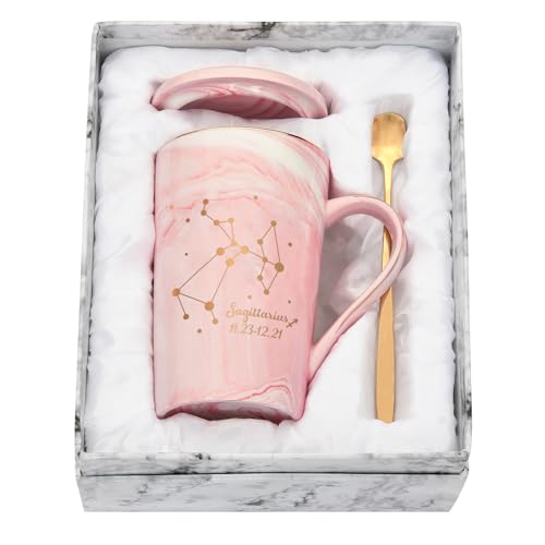 Joymaking Sternbild Kaffeetasse - Schütze - personalisiert Tasse Geschenk für Freundin/Freund zum Geburtstagen Weihnachten, Schütze - 400ml Rosa von Joymaking