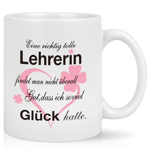 Joymaking Tasse Abschiedsgeschenk für Lehrerin - Eine richtig tolle Lehrerin findet man - Kaffeetasse zum Abschied beste Lehrerin Geschenk für die beste Lieblingslehrerin zum Abschied,320ml Weiß von Joymaking