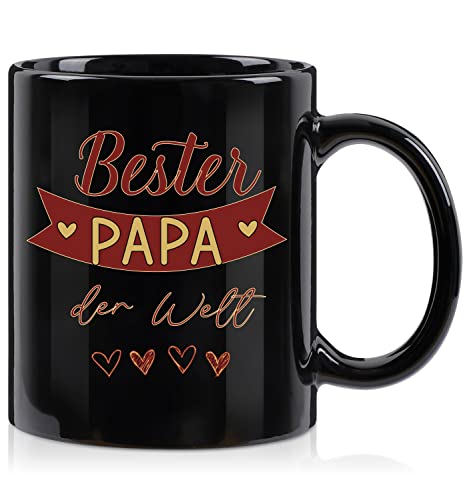 Joymaking Tasse Bester PAPA der Welt, Geschenkidee für Papa zum Geburtstag, Vatertag, Weihnachtsgeschenke für Papa, Vatertag Geschenk Kaffeetasse, 320ml Schwarz-Rot von Joymaking