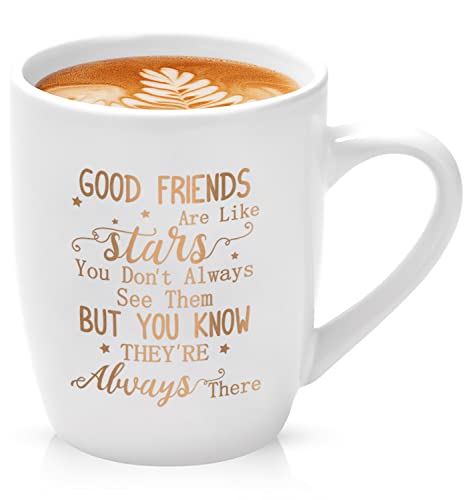 Joymaking Tasse Geschenk Beste Freundin Geburtstag Freundschaft, personalisiert Tasse Geschenk für Beste Freundin - Good Friends are Like Stars - 12oz rosa Tasse von Joymaking