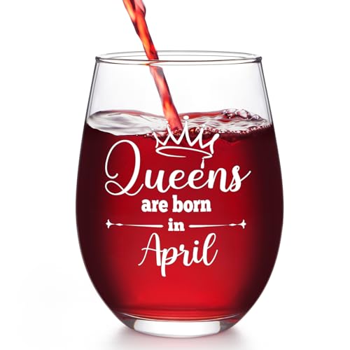 Joymaking Weinglas-Geburtstagsgeschenke für Frauen – Quees are Born in April, Geburtstagsgeschenke für Frauen, Geschenke für Frauen, Geschenke für Frauen, einzigartige Geburtstagsgeschenke für sie, von Joymaking