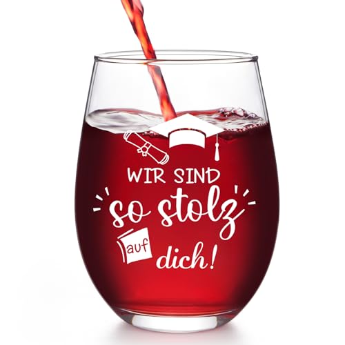 Joymaking Weinglas Pernasoliert - Wir Sind So Stolz Auf Dich, Abitur 2025, Bachelor, Abschluss, Bestandene Prüfung, Master Abschluss, Matura Geschenk 17oz von Joymaking