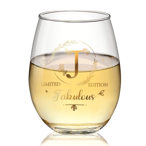 Joymaking Weinglas mit Namen Initiale J, Gin-Glas, Geburtstagsgeschenke für Frauen, einzigartig, personalisierte Geschenke für Frauen, Freundschaftsgeschenke, Schwester, Geburtstagsgeschenke, von Joymaking