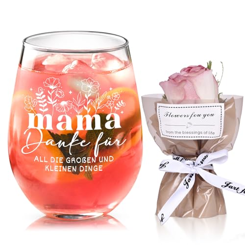 Joymaking Weinglas und Blumen Geschenke für Mama, Mama Geschenk, Muttertagsgeschenke Glas 17oz Joymaking Weinglas und Blumen Geschenke für Mama, Mama Geschenk, Muttertagsgeschenke Glas 17oz von Joymaking