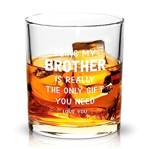 Joymaking Whiskyglas-Geschenk, Bruder-Geschenke, Bruder-Geburtstagsgeschenke, lustige Geschenke für Bruder – Being My Brother is Really The Only Gift You Need, Big Brother Gifts Whiskeyglas, 425 ml von Joymaking