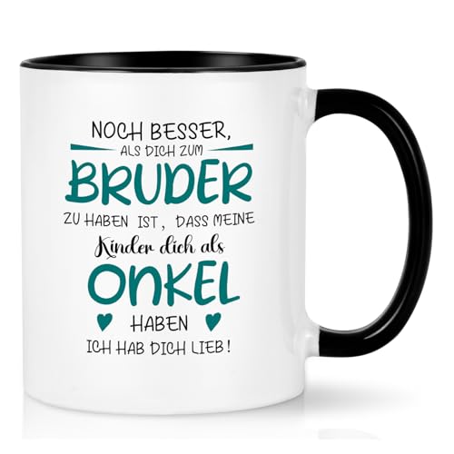 Joymkaing Geschenk für Bruder Kaffeetasse Geburtstagsgeschenk Weihnachtsgeschenke Tasse mit Spruch - Noch Besser als dich zum Bruder zu haben ist - Geschenkidee für Bruder zum Geburtstag 320ML Schwarz von Joymaking