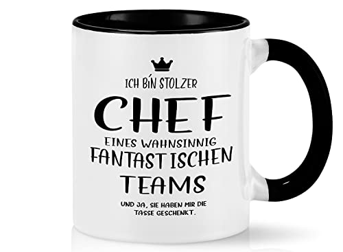 Joymaking Tasse mit Spruch - Ich bin stolzer Chef eines wahnsinnig fantastischen Teams - bester Chef Geschenk Kaffe Tasse für Chef Geburtstag, Abschied Teetasse von Joymaking