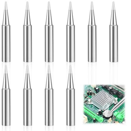 Joynine 900M-T-B Lötkolben Spitzen 10Stück Ersatz Lötspitzen Set Lötspitze 1.2mm mit Kupferkern und Plattierung für HAKKO 936 Series Weller FEITA ATTEN QUICK Lötpistole Lötstation Schweißen Löten von Joynine