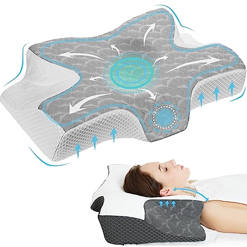 Joynox Orthopädisches Kopfkissen, Memory Foam Kissen, Ergonomisches Kissen, Schlafkissen, Nackenhörnchen, kopfkissen Nackenschmerzen, Nackenstützkissen für Seitenschläfer, 64 x (12,5/10,5) x 36 cm von Joynox