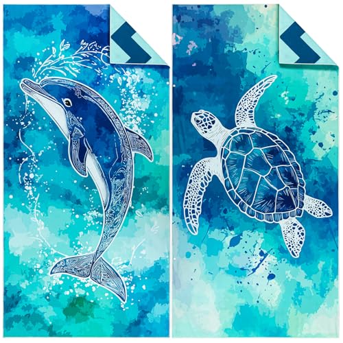 Joyoldelf 2er-Pack Mikrofaser Strandtuch - 180 x 90cm Groß Sandfrei Schnelltrocknend & Leicht Strandtücher, Ideal für Frauen und Männer am Strand, Schwimmbad oder im Urlaub von Joyoldelf
