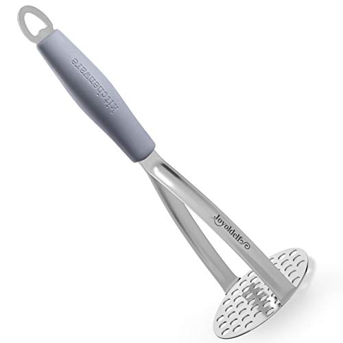 Joyoldelf Kartoffelstampfer,Kartoffel Stampfer aus Edelstahl, Gemüsestampfer Kartoffelpresse für Spülmaschinengeeignet, Kartoffelbrei, Gemüse und Früchte (Grau) von Joyoldelf