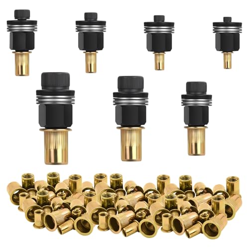 77 Stücke Nietmuttern Set, Nietmutternzange Set für M3, M4, M5, M6, M8, M10, M12, Einpressmuttern Nieten Set, Nietmutter Werkzeug mit 70 Stück Muttern von Joyoleder