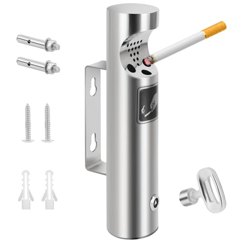 Mülleimer Wandmontage aus Edelstahl, Vertikaler Tubular öffentliche Küchenabfalleimer, Wandmontierte Abfallbehälter mit Schloss für Draußen Restaurants Hotel Terrasse Büros von Joyoleder