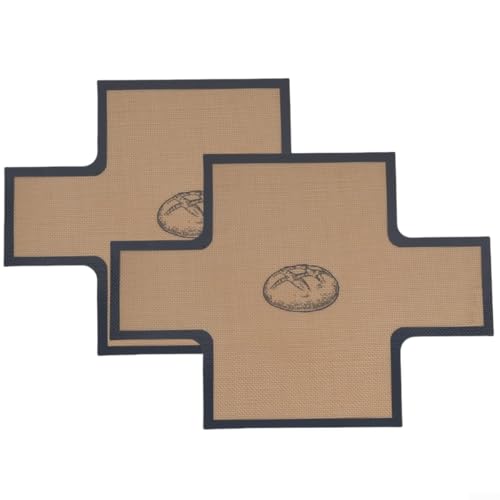 2 Stück Silikon-Brotlaib-Pfanneneinlagen, wiederverwendbar, antihaftbeschichtet, Brotschlinge, Teigübertragungswerkzeug, hitzebeständige Backmatte, leicht zu reinigen (grau) von JoyousMall