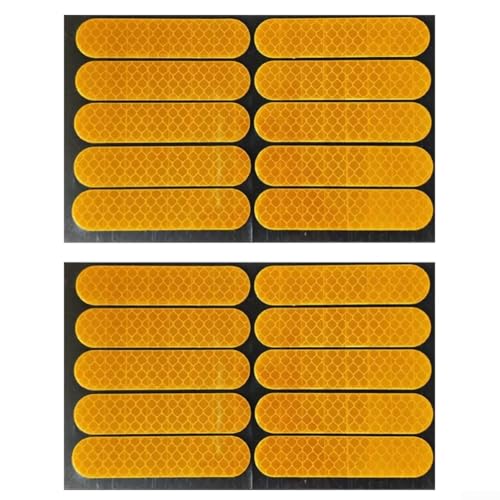 20 Stück Auto reflektierende Aufkleber, selbstklebend, wasserdicht, reflektierende Aufkleber, Streifen, PET-Waben-Design für Auto, Radnabe, Tür, Sicherheit, Nachtsichtbarkeit (gelb) von JoyousMall
