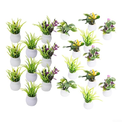 20-teiliges Mini-Blumentopf-Gartenzubehör-Set für Puppenhaus-Dekoration, Kunststoff, Miniatur-Bonsai-Pflanzen für Zuhause, Auto, Innenräume und Bastelprojekte von JoyousMall