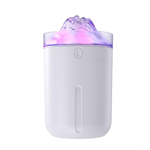 330 ml USB-betriebener Luftbefeuchter mit Farblicht für Schreibtisch und Auto, bietet leisen Betrieb und sowohl kontinuierliche als auch intermittierende Sprühoptionen (weißer Schneeberg) von JoyousMall