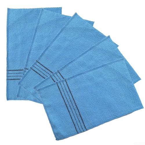 5 x Peeling-Waschlappen zum Baden, weiche Handtücher für sanftes Hautpeeling und Pflege (blau) von JoyousMall