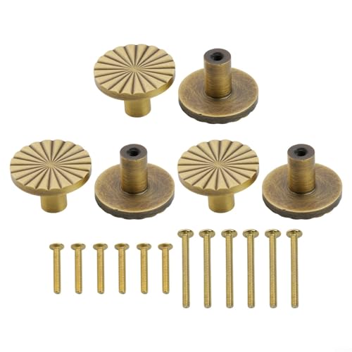 6 Stück Antik-Messing-Schrankknöpfe mit rundem Blumenmuster, Zinklegierung für Stabilität, geeignet für Schränke, Schubladen, Kleiderschränke, inklusive Schrauben 6 Stück Antik-Messing-Schrankknöpfe mit rundem Blumenmuster, Zinklegierung für Stabilität, geeignet für Schränke, Schubladen, Kleiderschränke, inklusive Schrauben von JoyousMall