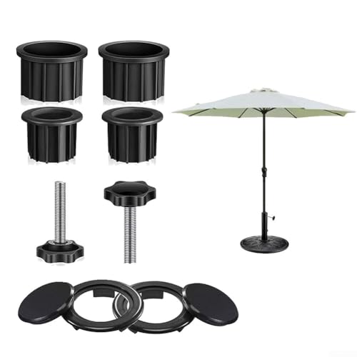 8-teiliges Ersatz-Set für Regenschirmständer, Kunststoff-Sonnenschirmständer, Halterung, Zubehör mit 4 Rohrhülsen, 2 M8-Schrauben, 2 Lochabdeckungen von JoyousMall