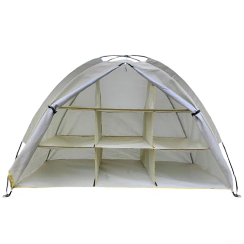 Aufbewahrungszelt mit 9 Ablagen, faltbares Camping-Aufbewahrungszelt, tragbares Oxford-Gewebe, Regal für Outdoor-Ausrüstung und Schuhorganisation (weiß) von JoyousMall