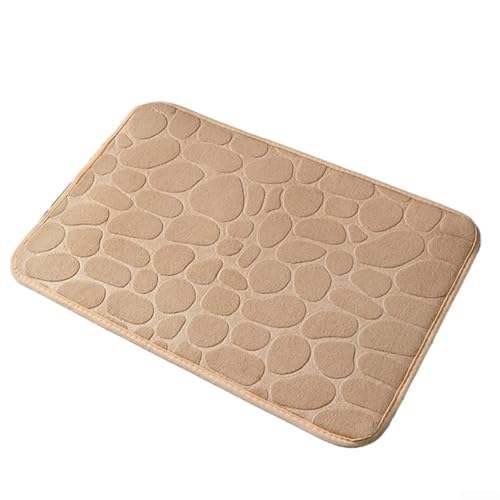 Bequemer Korallen-Fleece-Badezimmerteppich mit effektivem Feuchtigkeitsmanagement und rutschfester Funktion (Khaki) von JoyousMall