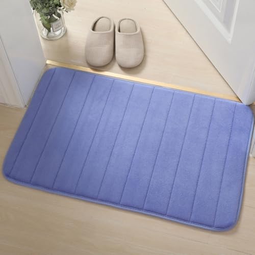 Bequemes Badematten-Set aus Memory-Schaum mit rutschfester Unterseite, geeignet für Badezimmer, leicht zu bewegen (blau) von JoyousMall