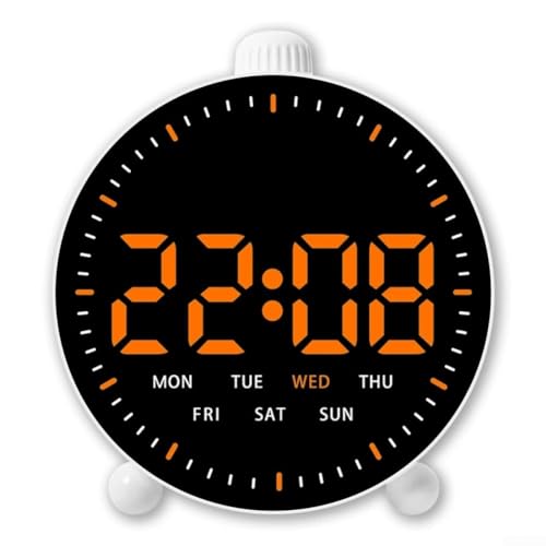 Digitale Wanduhr mit buntem Licht, LED-Display, Schreibtischuhr, Countdown-Stoppuhr mit Dual-Alarmen/Datum/Uhrzeit/Temperatur für Zuhause, Büro, Fitnessstudio (H) von JoyousMall