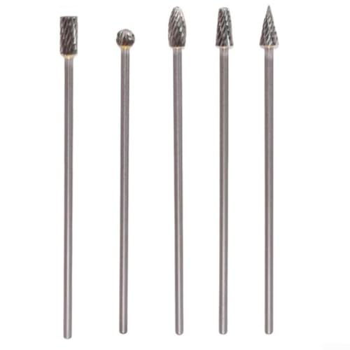 Drehfräser-Set, 5-teilig, mit 3-mm-Schaft, Einzelschnitt-Vollhartmetallköpfe für die Verwendung mit Drehwerkzeugen in Metall, Holz, Glas und Legierungsverarbeitung (Doppelschnitt) von JoyousMall