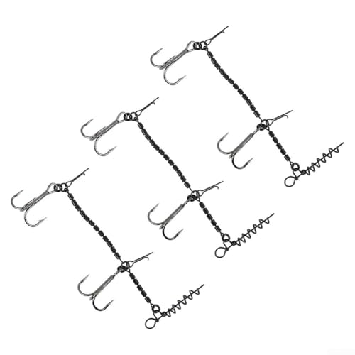 Drillingshaken mit Widerhaken und Korkenzieher-Funktion für Hechtstinger, Edelstahl-Konstruktion sorgt für lang anhaltende Leistung in Süß- und Salzwasser (3 Stück) von JoyousMall