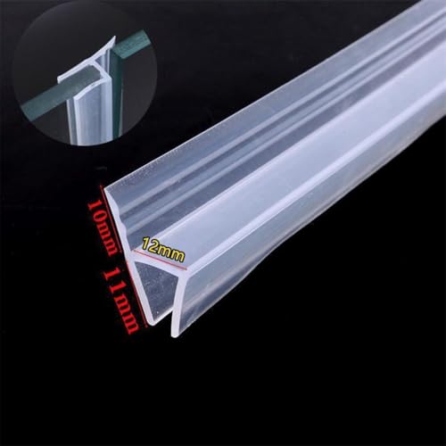 Duschtürdichtung aus Silikongummi, 2 m, wasserdichter Streifen für Glasdicke 10 mm oder 12 mm (12 mm) von JoyousMall