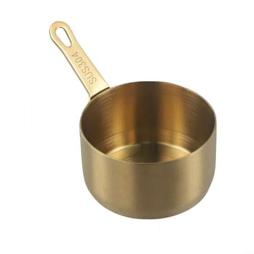 Edelstahl 100 ml Saucenpfanne mit langem Griff für einfaches Halten und Aufbewahren (Gold M) von JoyousMall