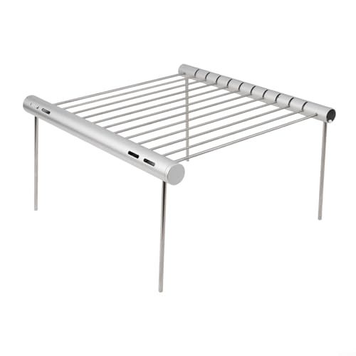 Edelstahl-Holzkohlegrill, tragbarer Camping-Grill, zusammenklappbar, Mini-Grillstäbe zum Kochen, Terrassengrillen, einfach zu installieren und zu entfernen von JoyousMall