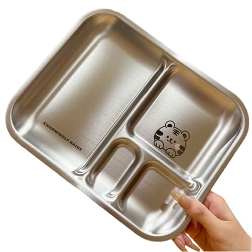 Edelstahl-Tablett für Kinder, praktisches Fach für Mittagessen (A) von JoyousMall