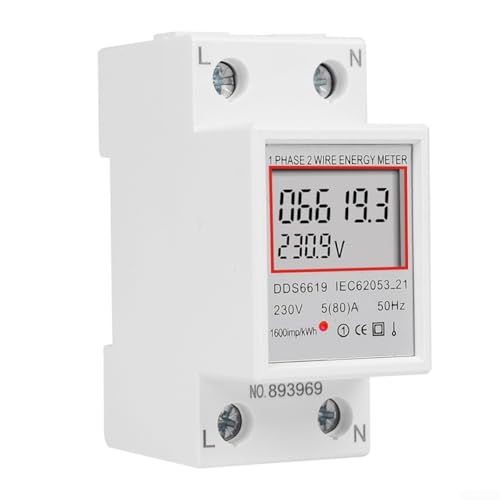 Elektrischer Energiezähler, DIN-Schiene LCD Digitaler Einphasiger Elektrischer Verbrauchsmesser zur Überwachung von Spannung, Strom, Watt und KWh von JoyousMall