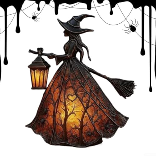 Halloween Hexenlampe, Hexenhut Tischlampe Harz Gothic Hexenhut LED Lampen Warme Dekorative Beleuchtung Für Halloween Gruselpartys von JoyousMall